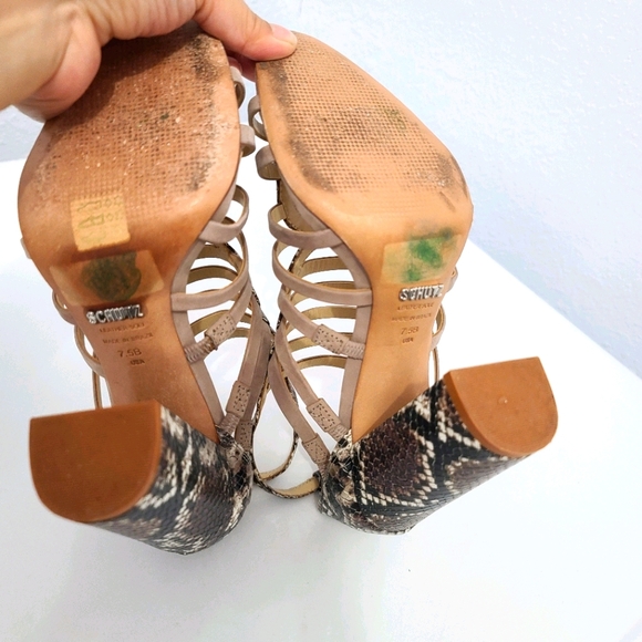 SCHUTZ Kaye Reptile Snakeskin Heel Sandals - Picture 13 of 16